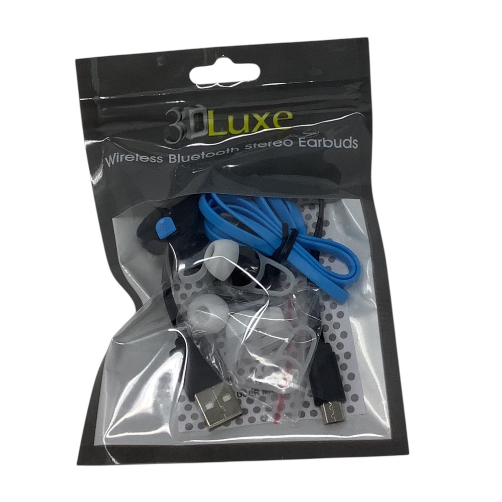 3DLuxe Wireless Bluetooth Stereo‎ Earbuds Blue Sport Sweat 
Proof Workout
